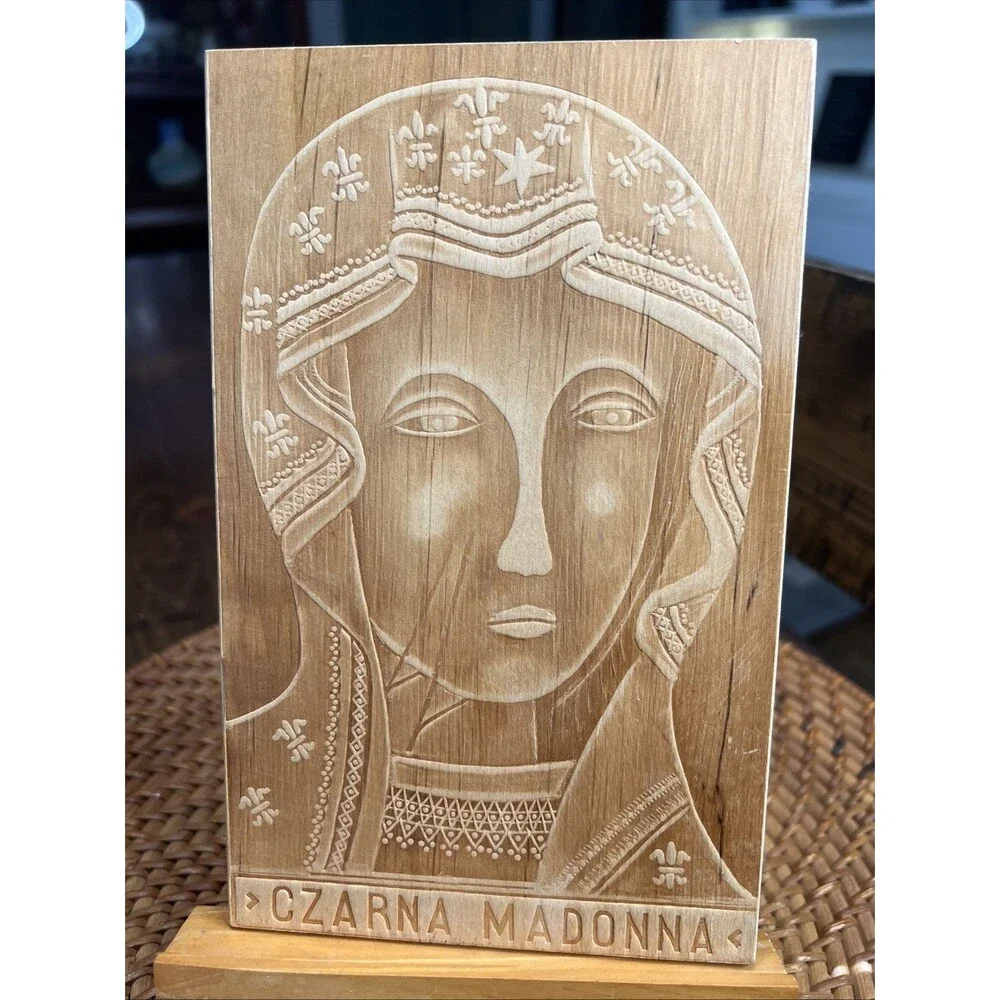 Vintage Wood Burned Polish Czarna ( Black) Madonna
